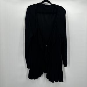 Lulu-B Cardigan Womens Medium Open Front Ruffle Hem Knit Sweater Lightweight